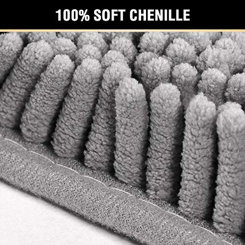 Grey Slip-Resistant Chenille Bath Rugs Mat Grey Slip-Resistant Chenille Bath Rugs Mat